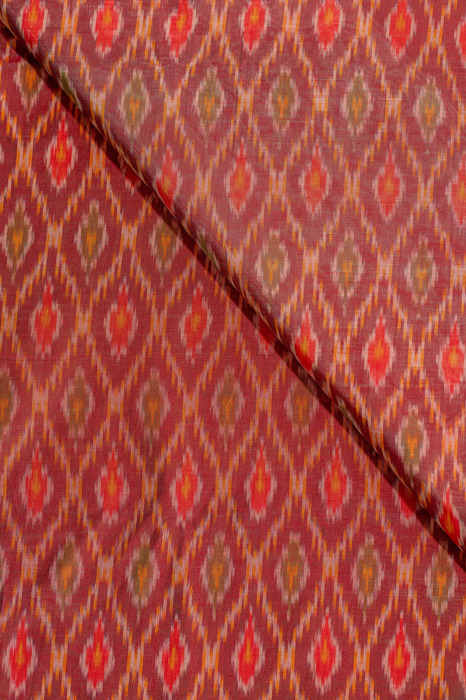 Maroon Sico Ikat Cotton Silk Ikat