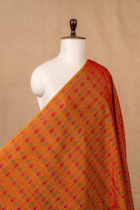 Burnt Orange Sico Ikat Cotton Silk Ikat