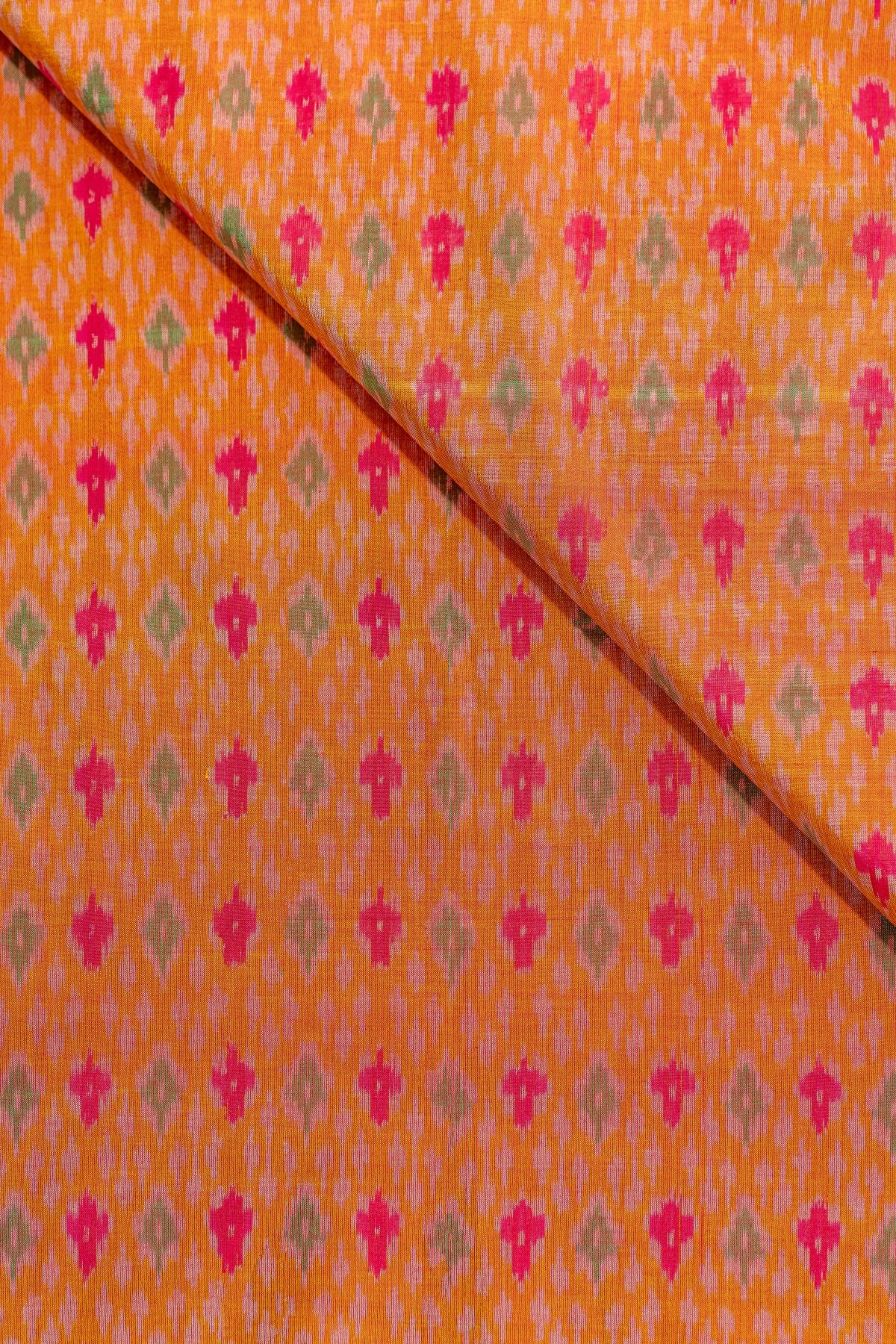 Burnt Orange Sico Ikat Cotton Silk Ikat