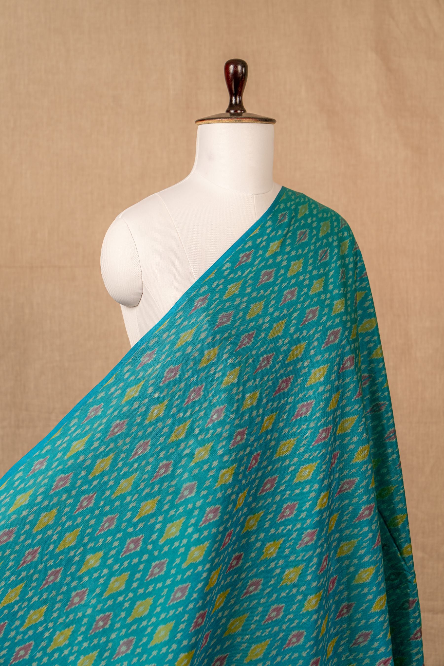 Blue Sico Ikat Cotton Silk Ikat
