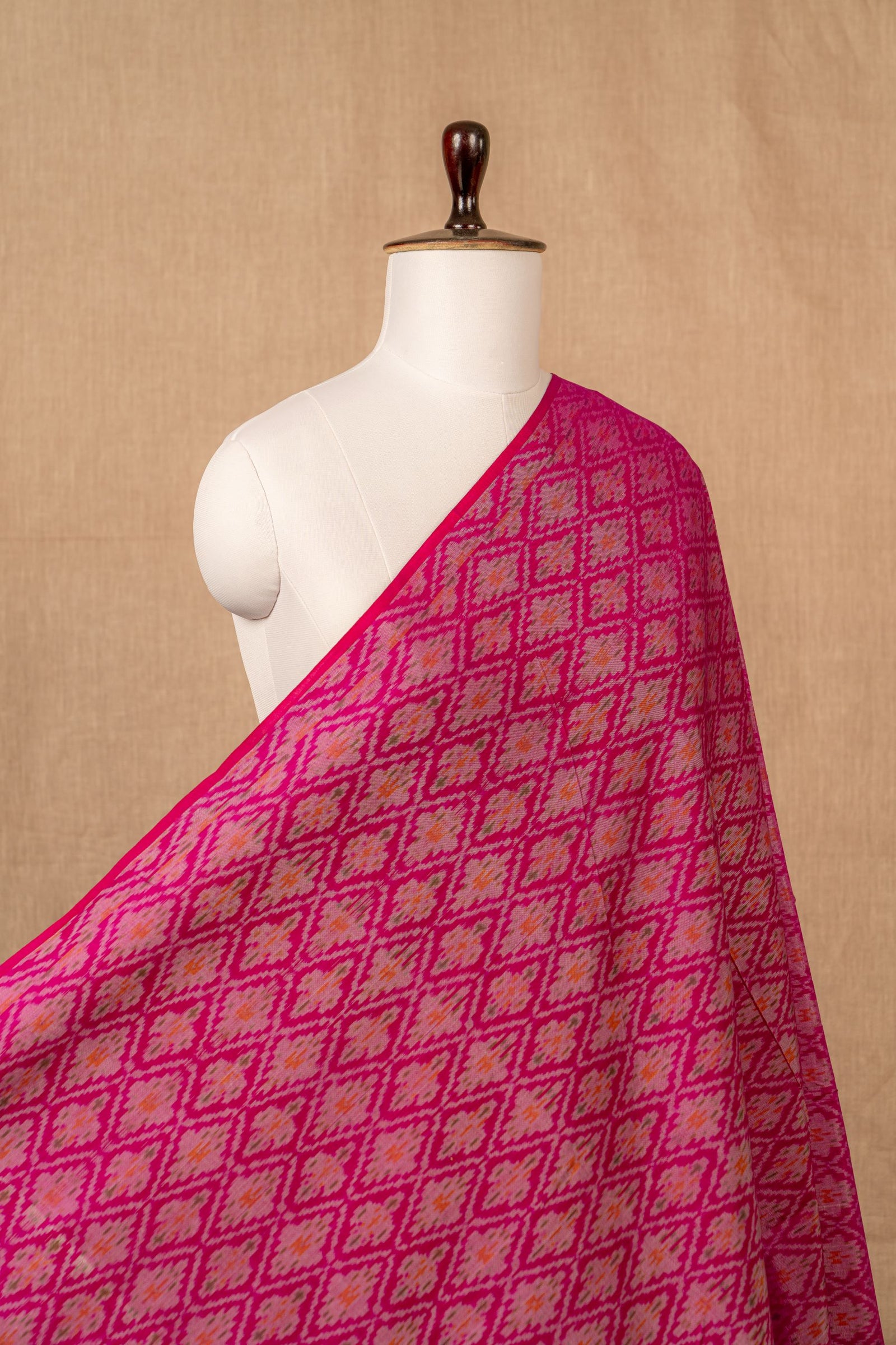 Pink Sico Ikat Cotton Silk Ikat
