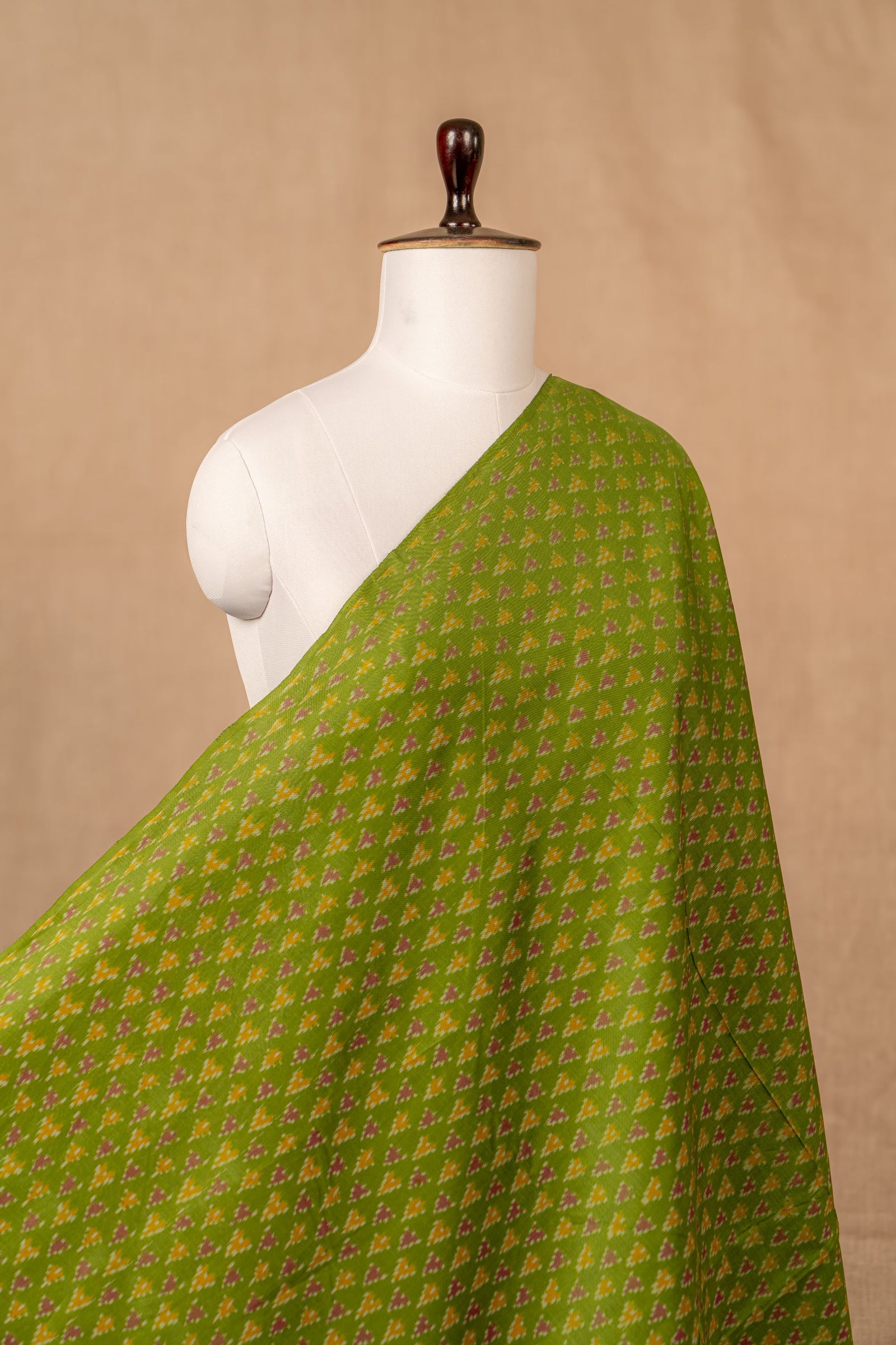 Green Sico Ikat Cotton Silk Ikat