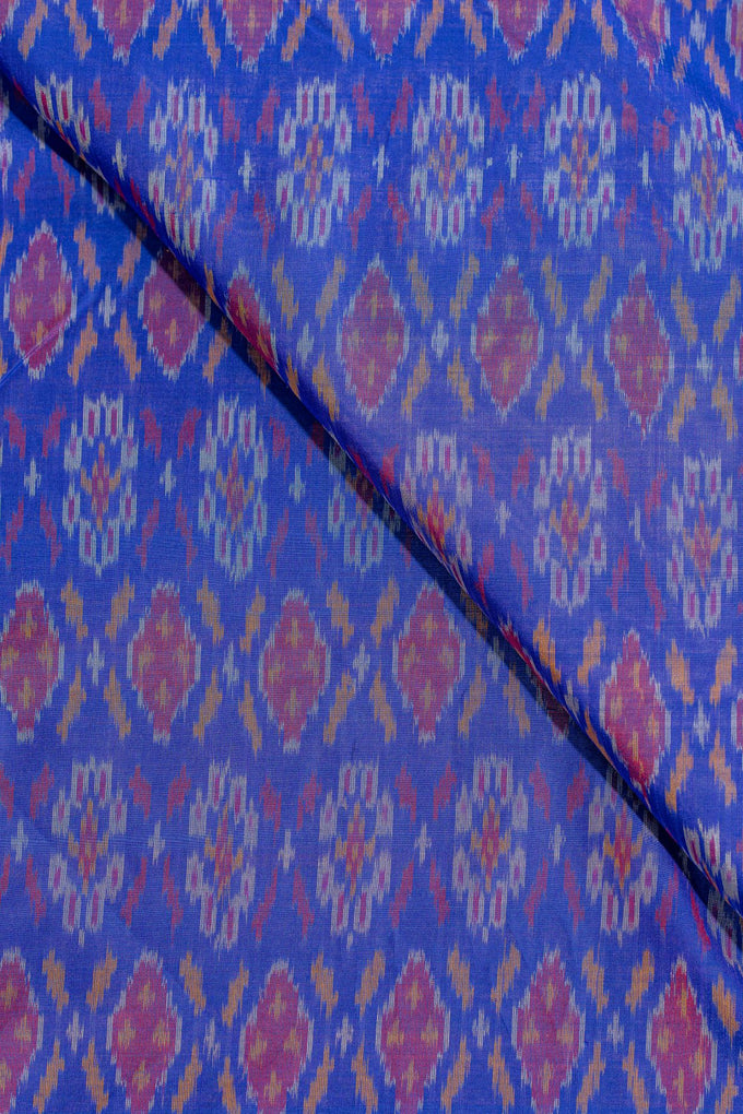 Blue Sico Ikat Cotton Silk Ikat