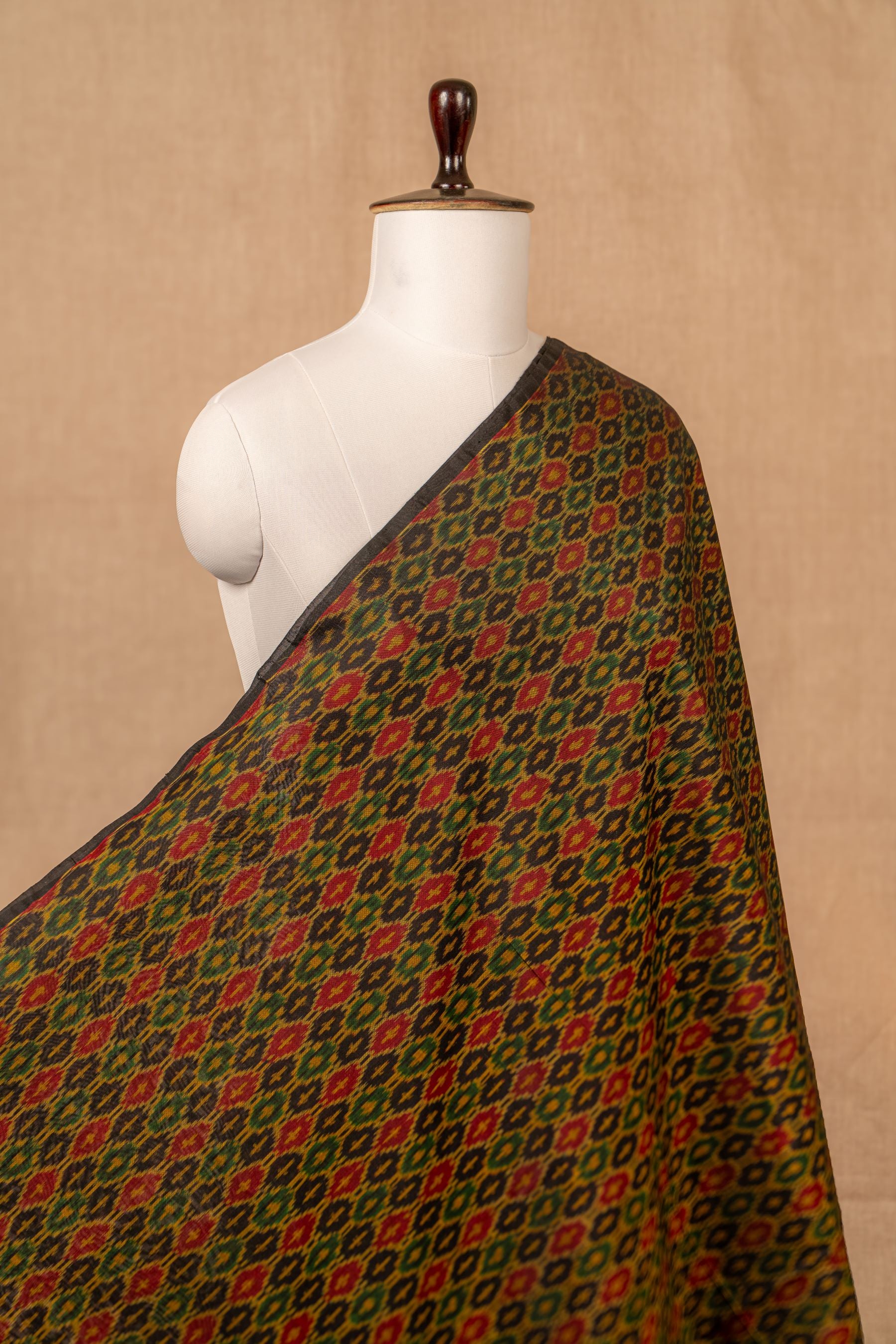 Black Sico Ikat Cotton Silk Ikat
