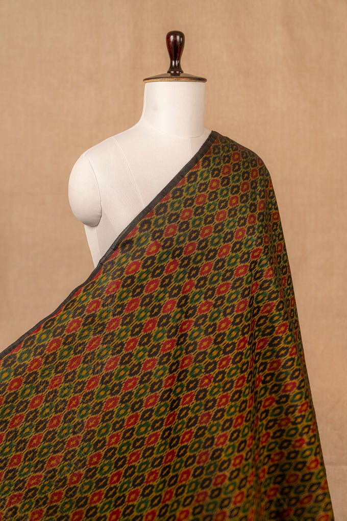 Black Sico Ikat Cotton Silk Ikat