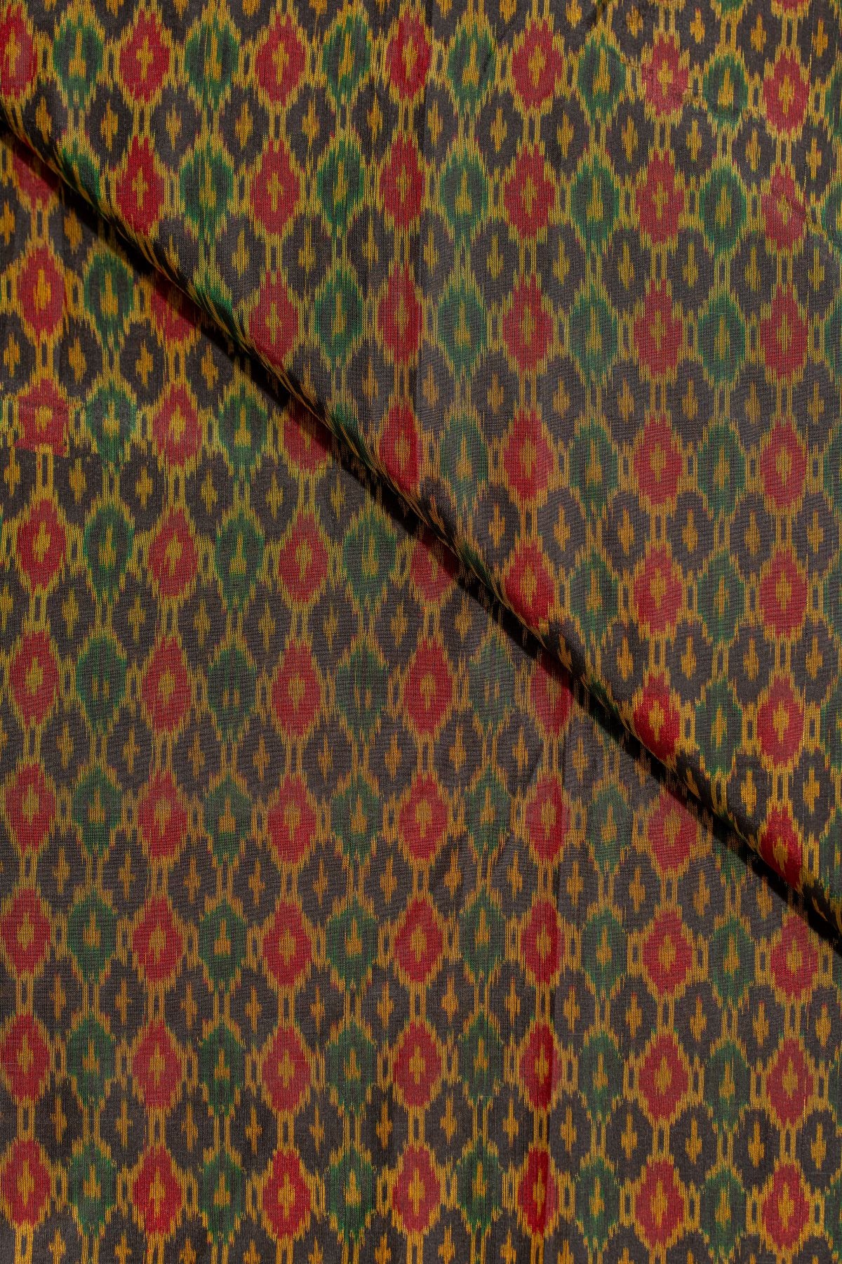 Black Sico Ikat Cotton Silk Ikat