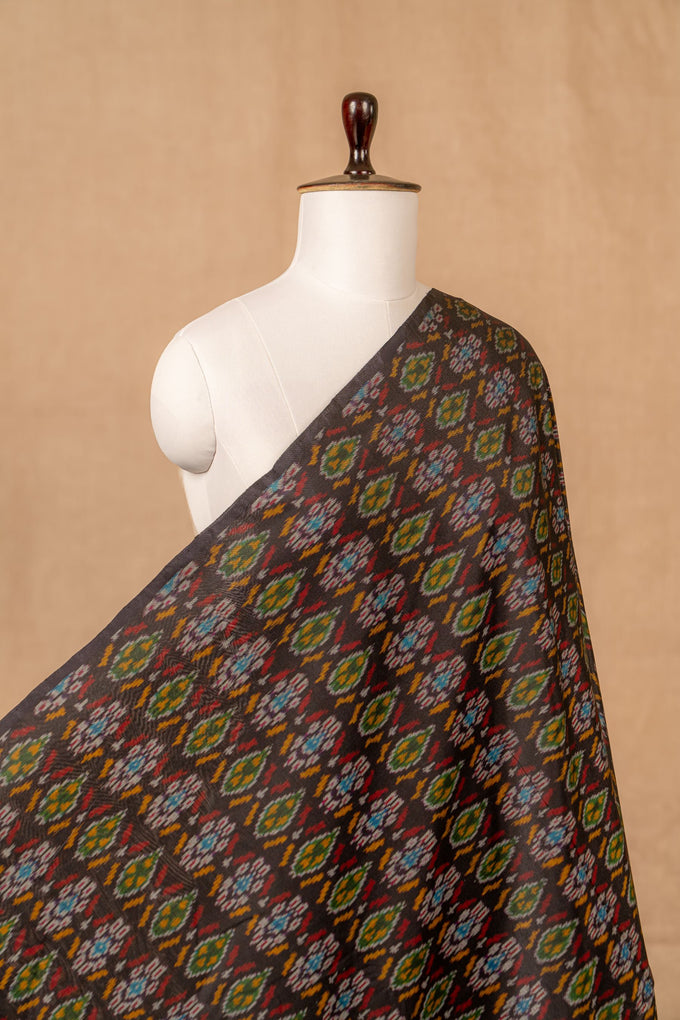 Black Sico Ikat Cotton Silk Ikat