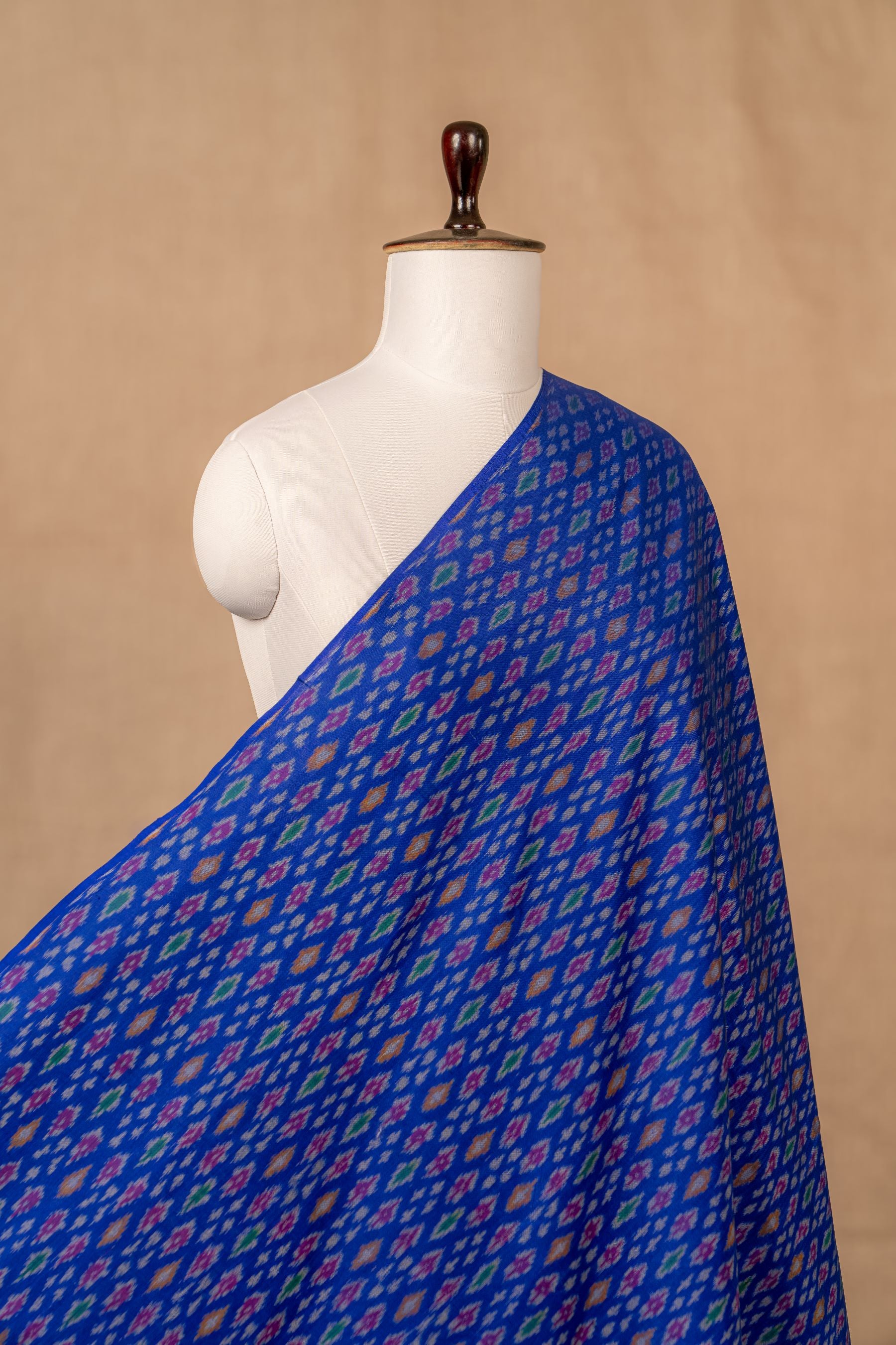 Blue Sico Ikat Cotton Silk Ikat