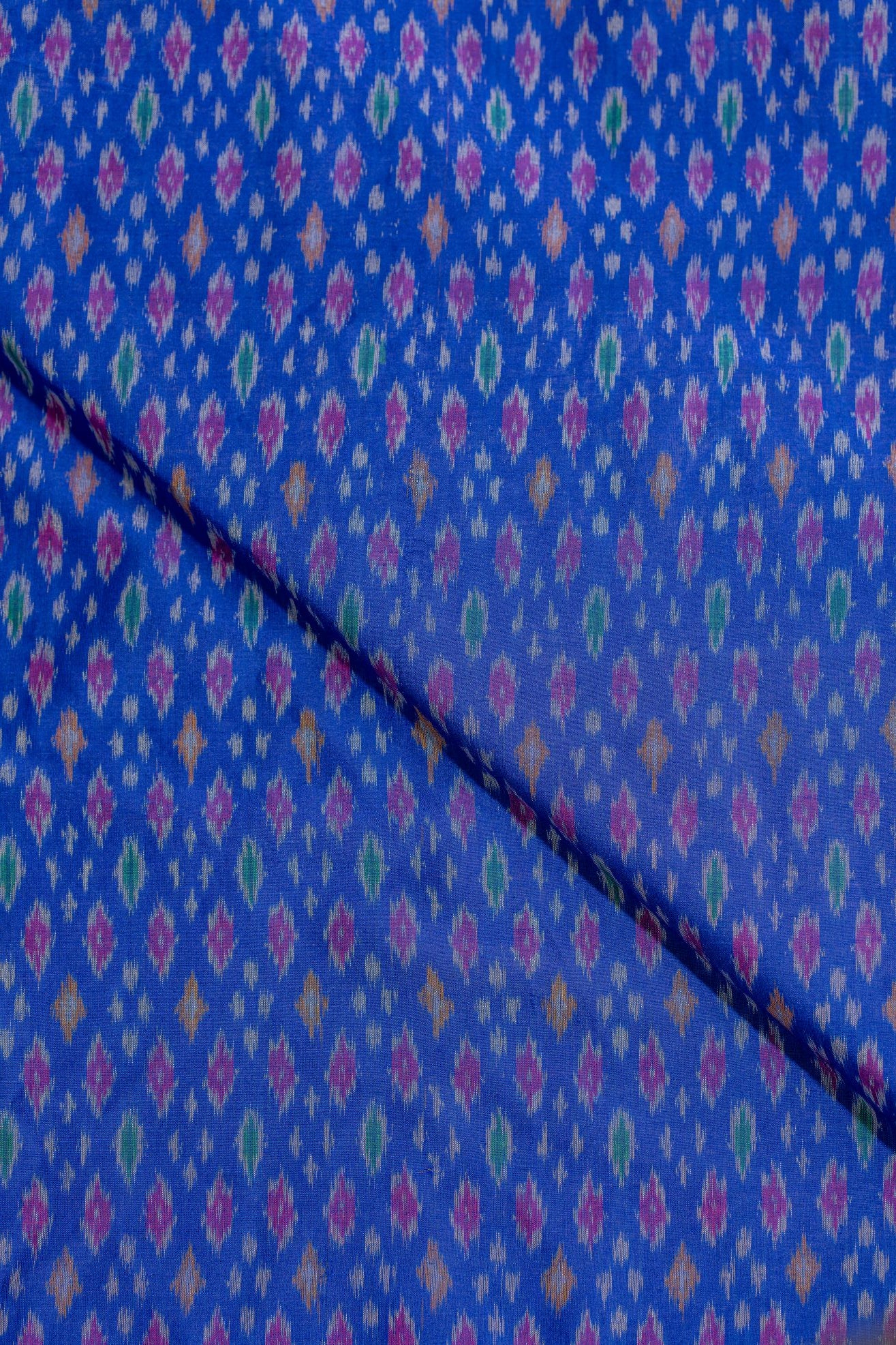 Blue Sico Ikat Cotton Silk Ikat