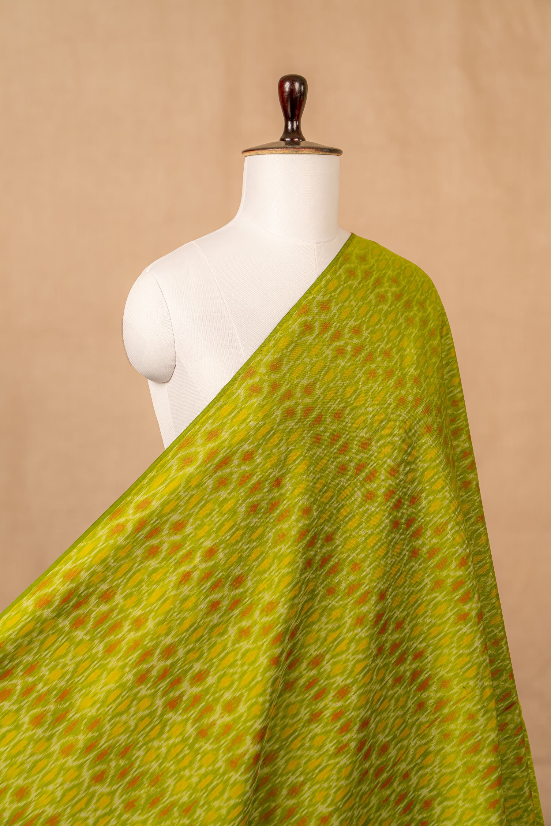 Green Sico Ikat Cotton Silk Ikat