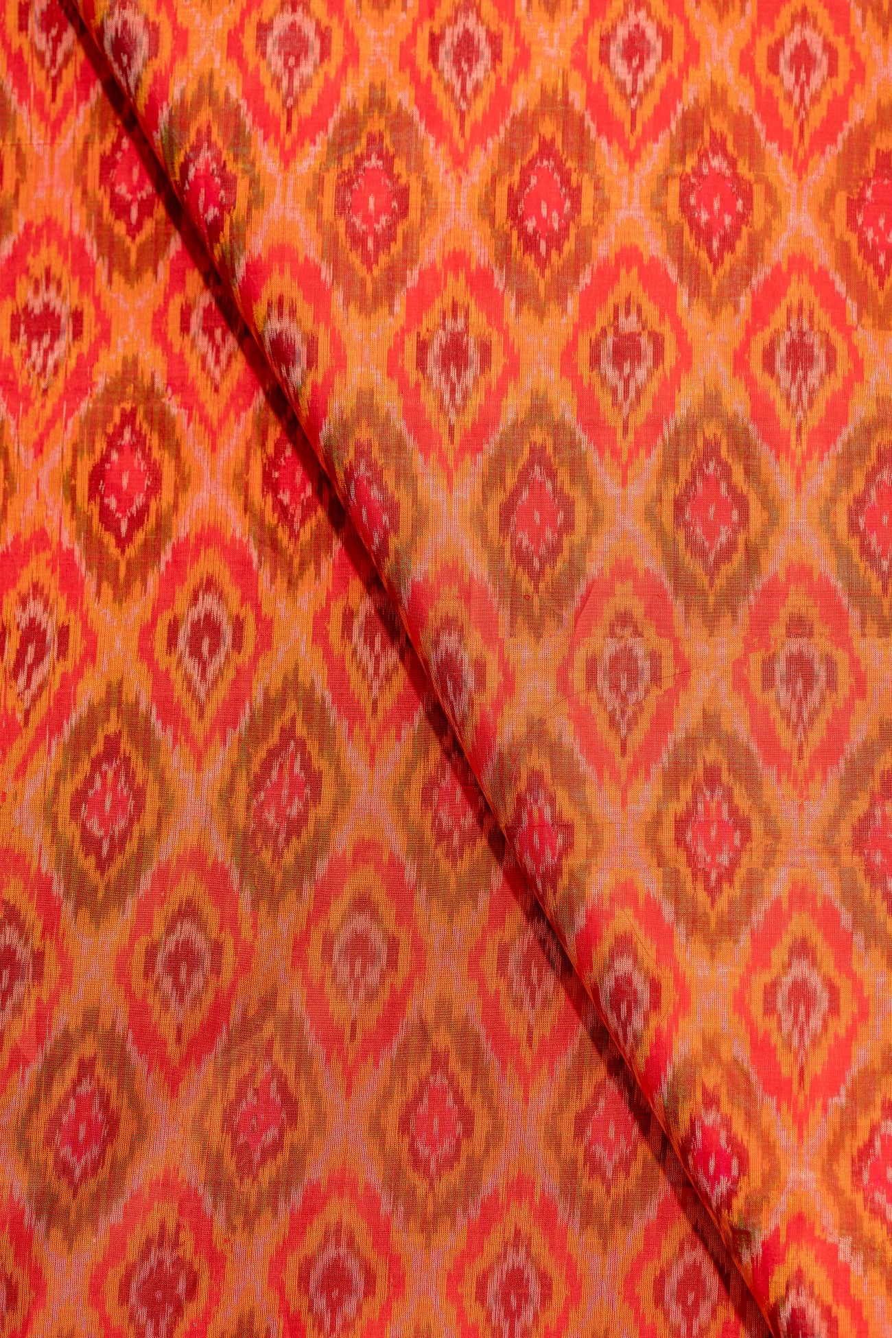 Red Sico Ikat Cotton Silk Ikat