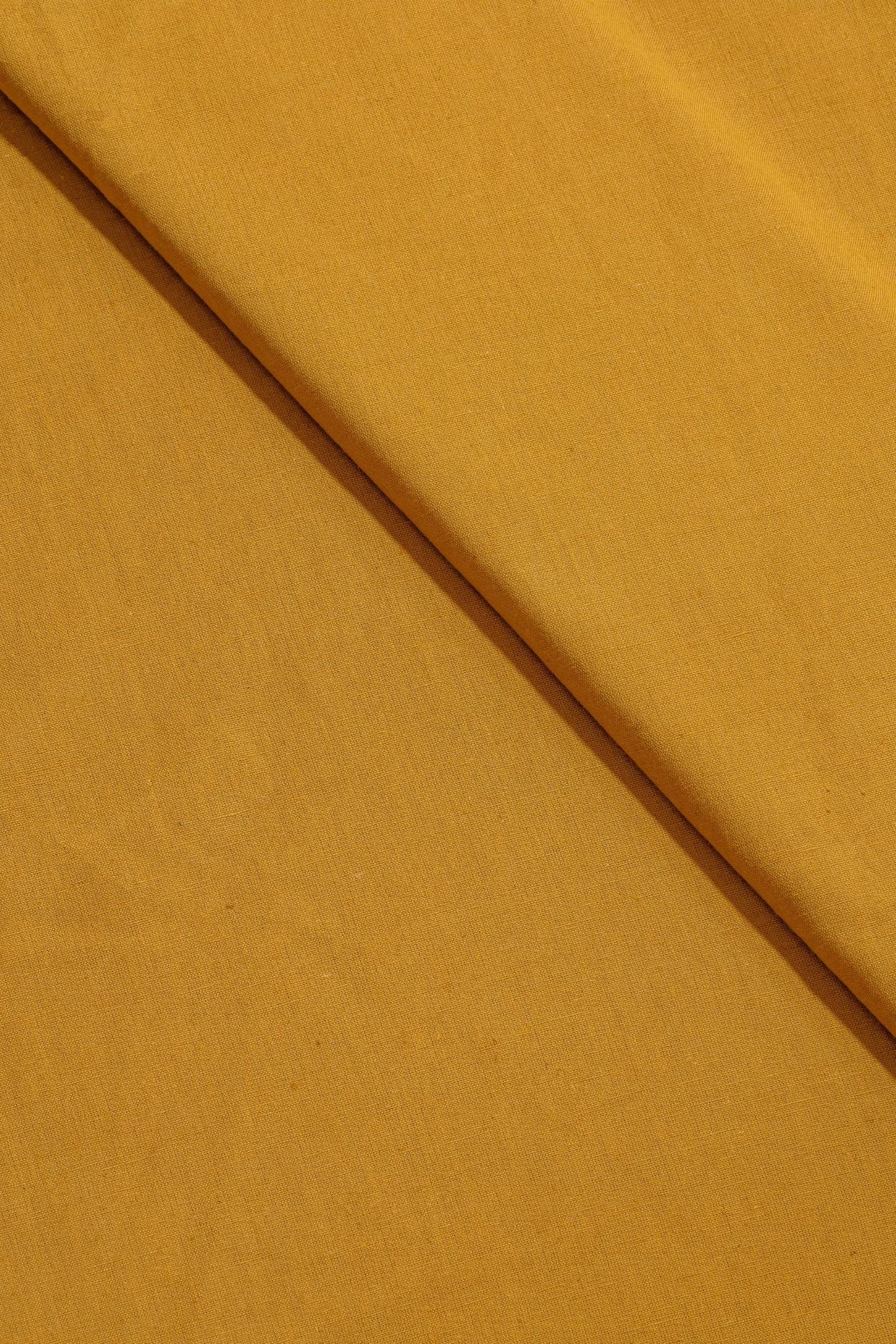 Ochre Yellow Cotton Linen Plain