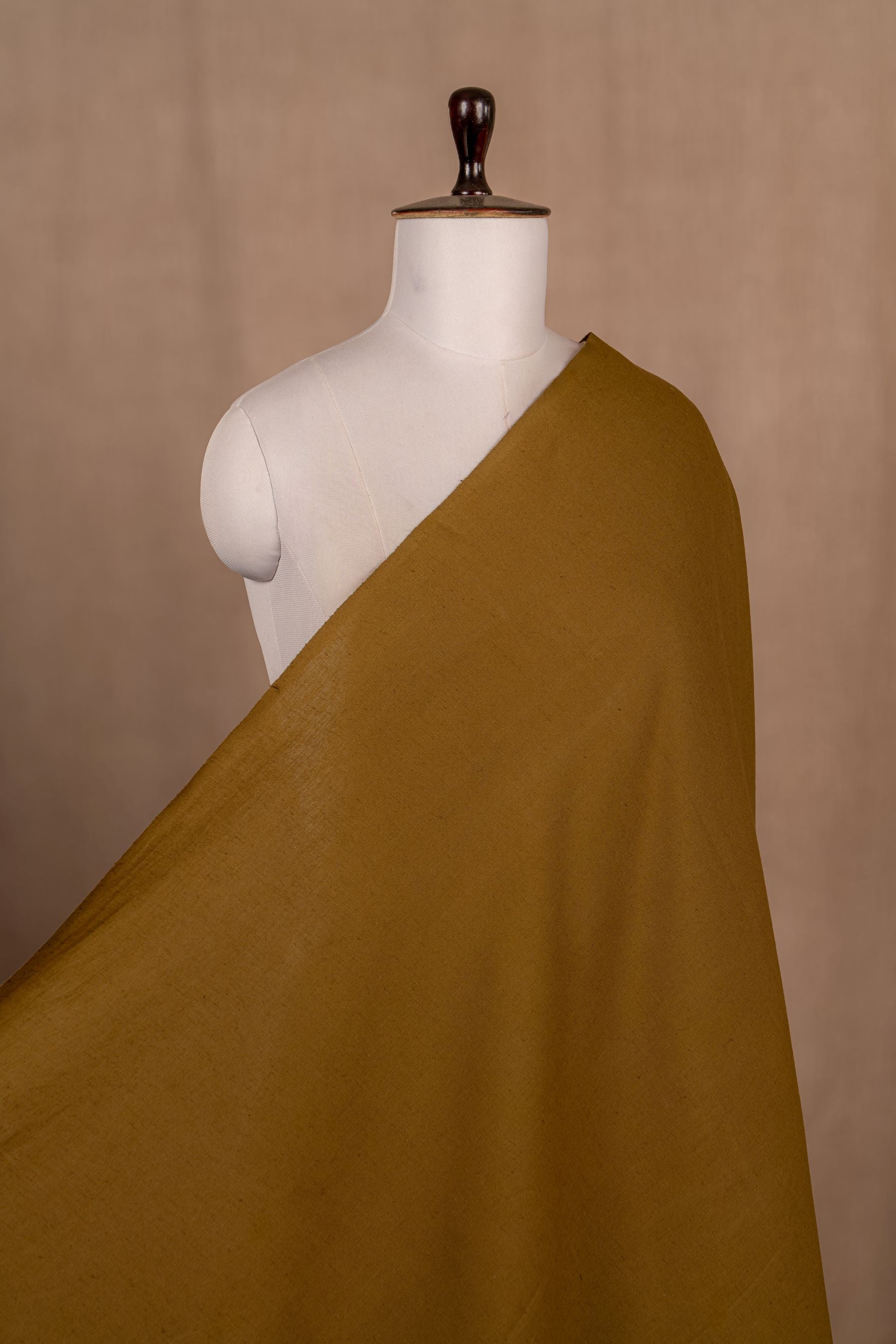 Brown Cotton Linen Plain