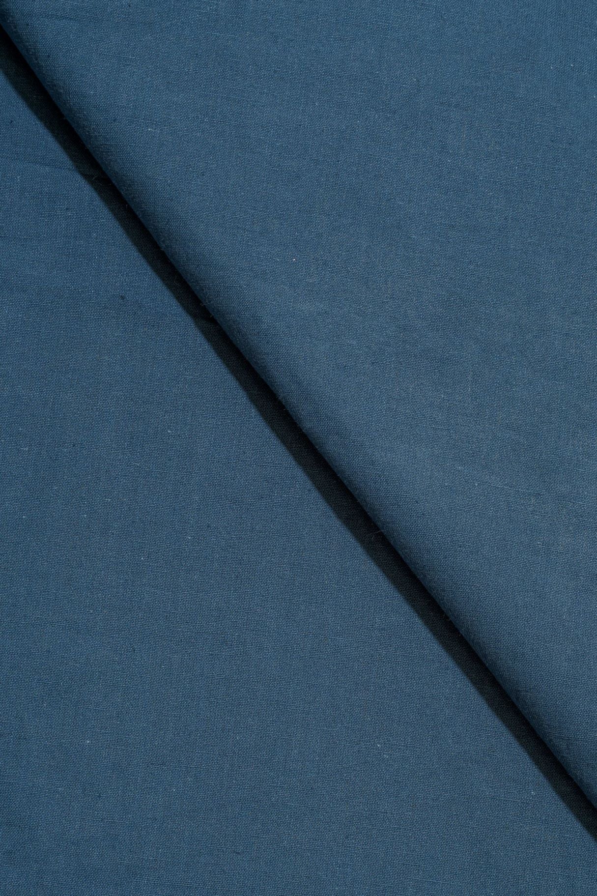 Blue Cotton Linen Plain