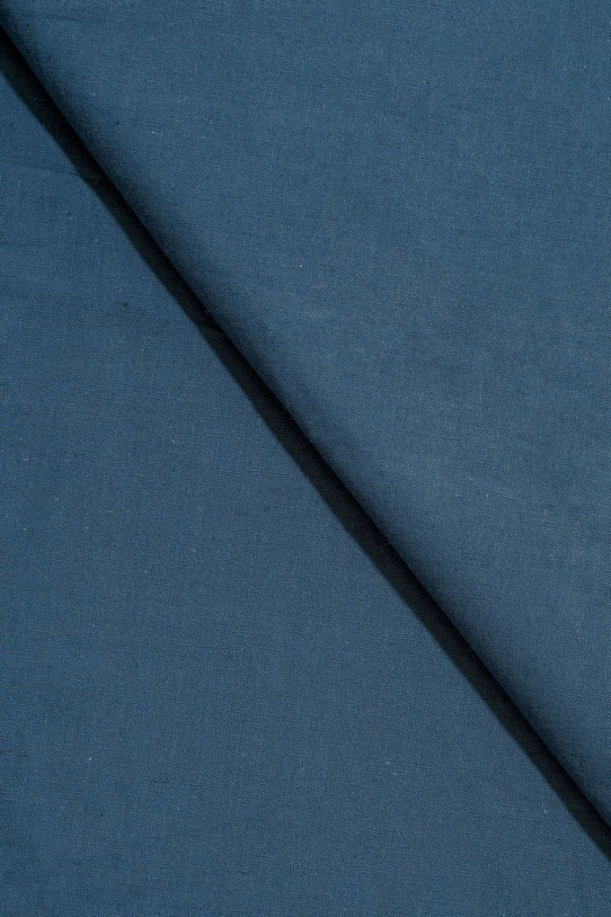 Blue Cotton Linen Plain