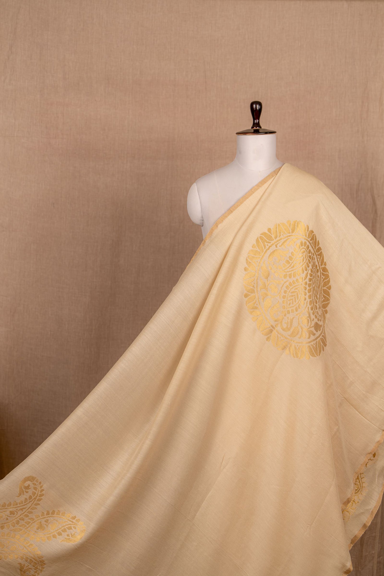 Beige Muga Silk Dupatta