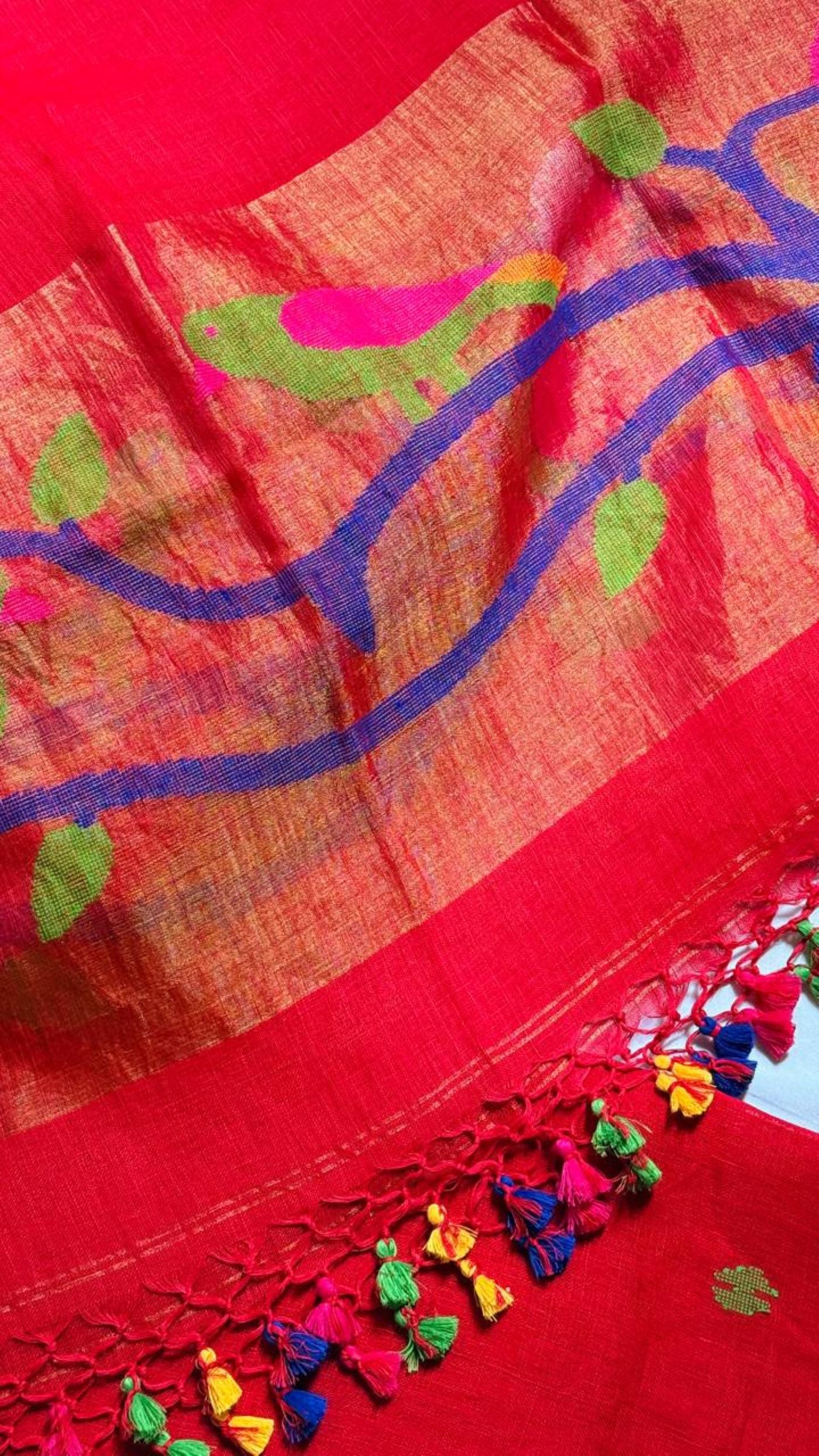 Red Pure Linen 2 Pcs.