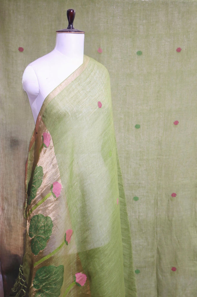 Olive Green Pure Linen 2 Pcs.