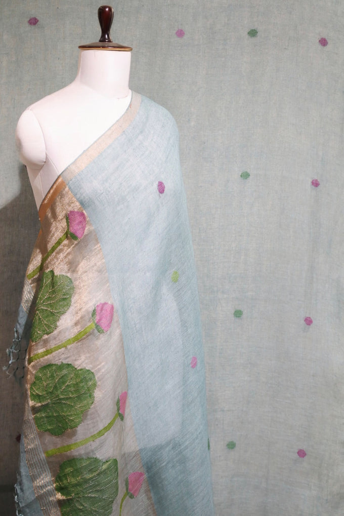 Pastel Teal Green Pure Linen 2 Pcs.