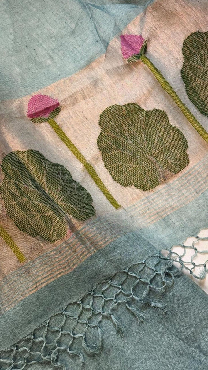 Pastel Teal Green Pure Linen 2 Pcs.