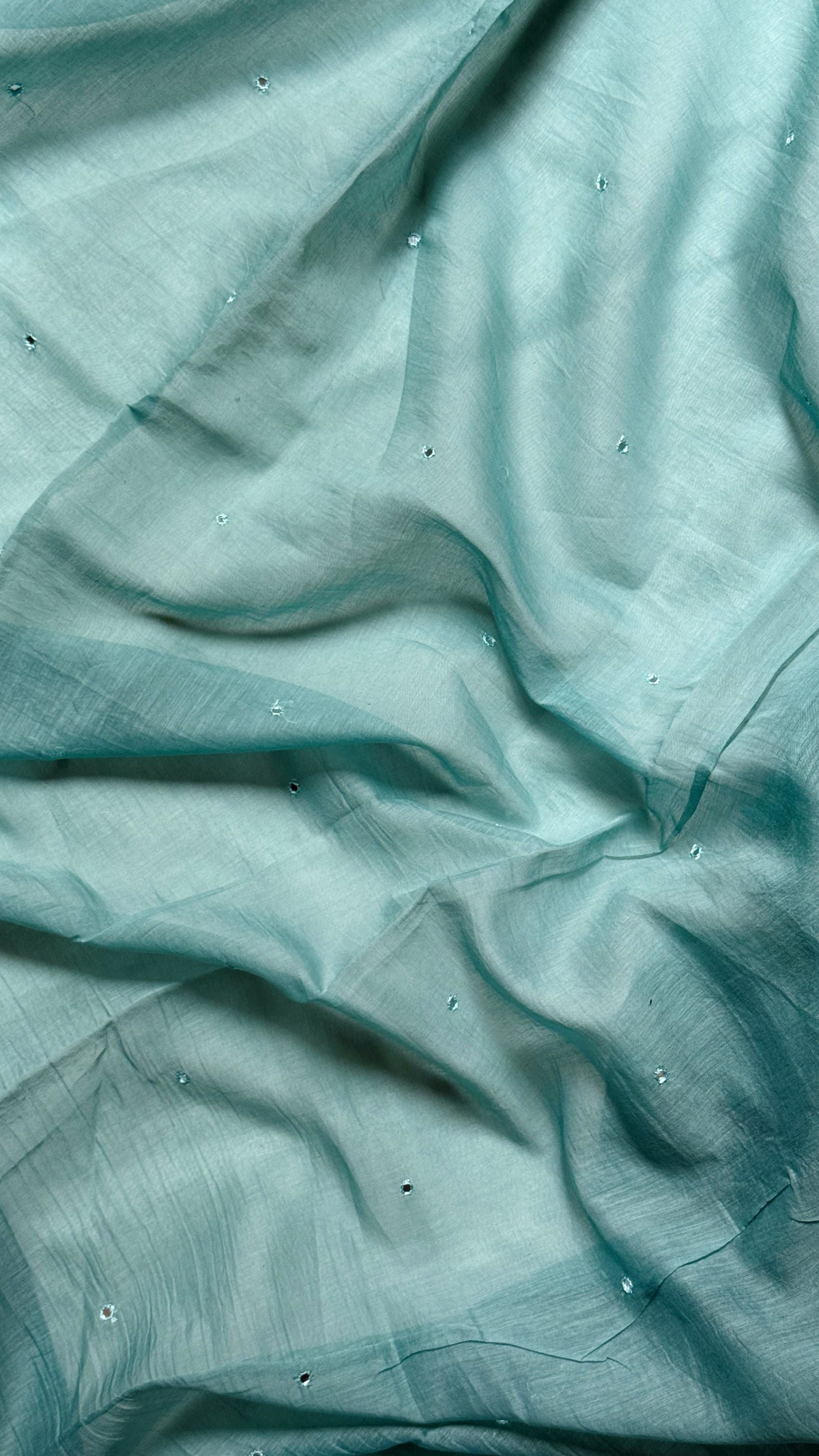 Pastal Sky Blue Mul Chanderi