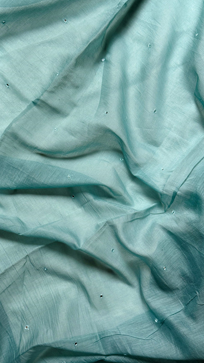 Pastal Sky Blue Mul Chanderi