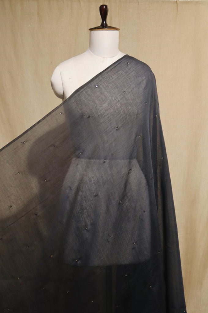 Navy Blue Mul Chanderi