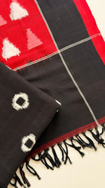 Black Ikat Top & Maroon Ikat Dupatta