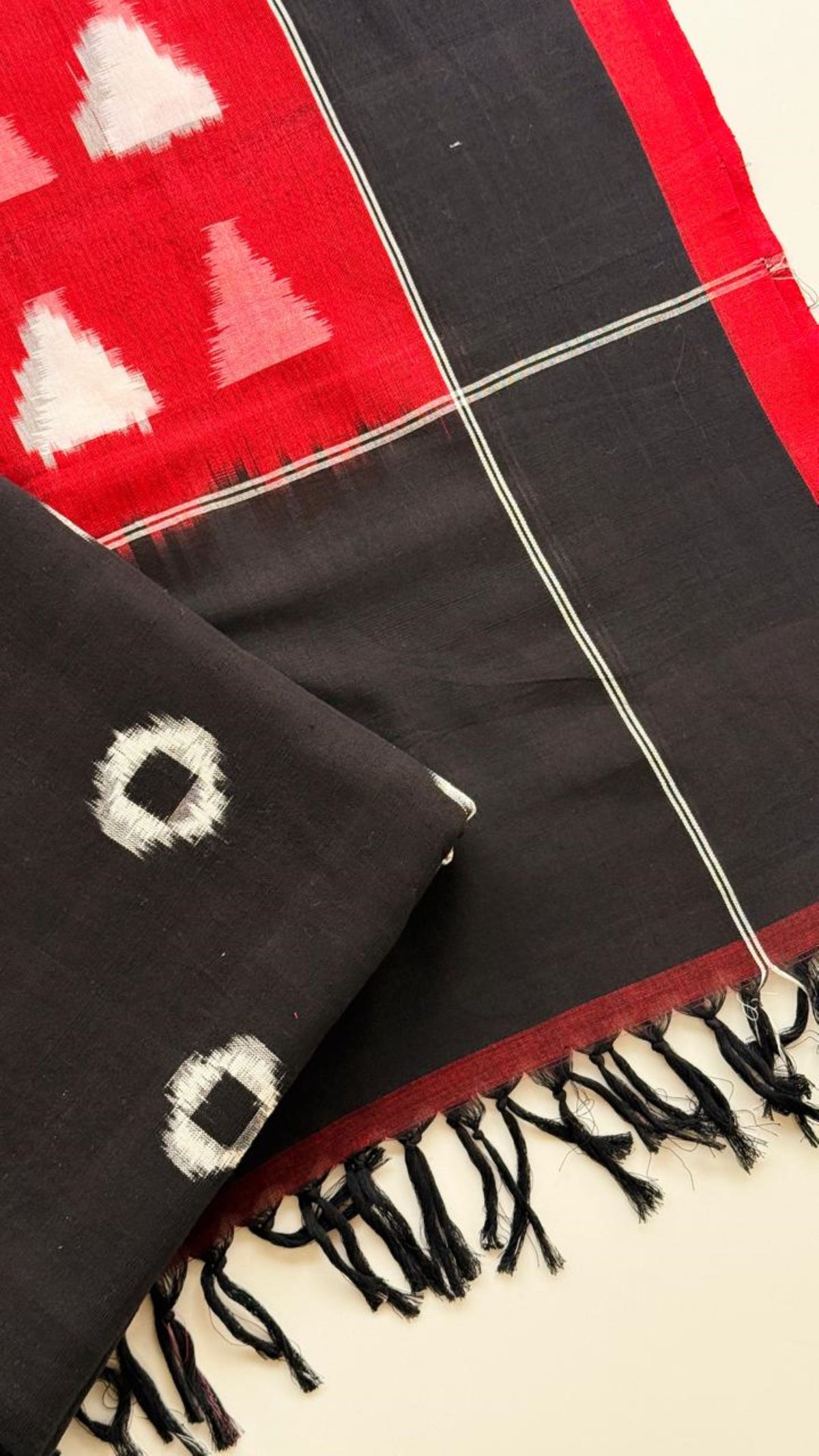 Black Ikat Top & Maroon Ikat Dupatta