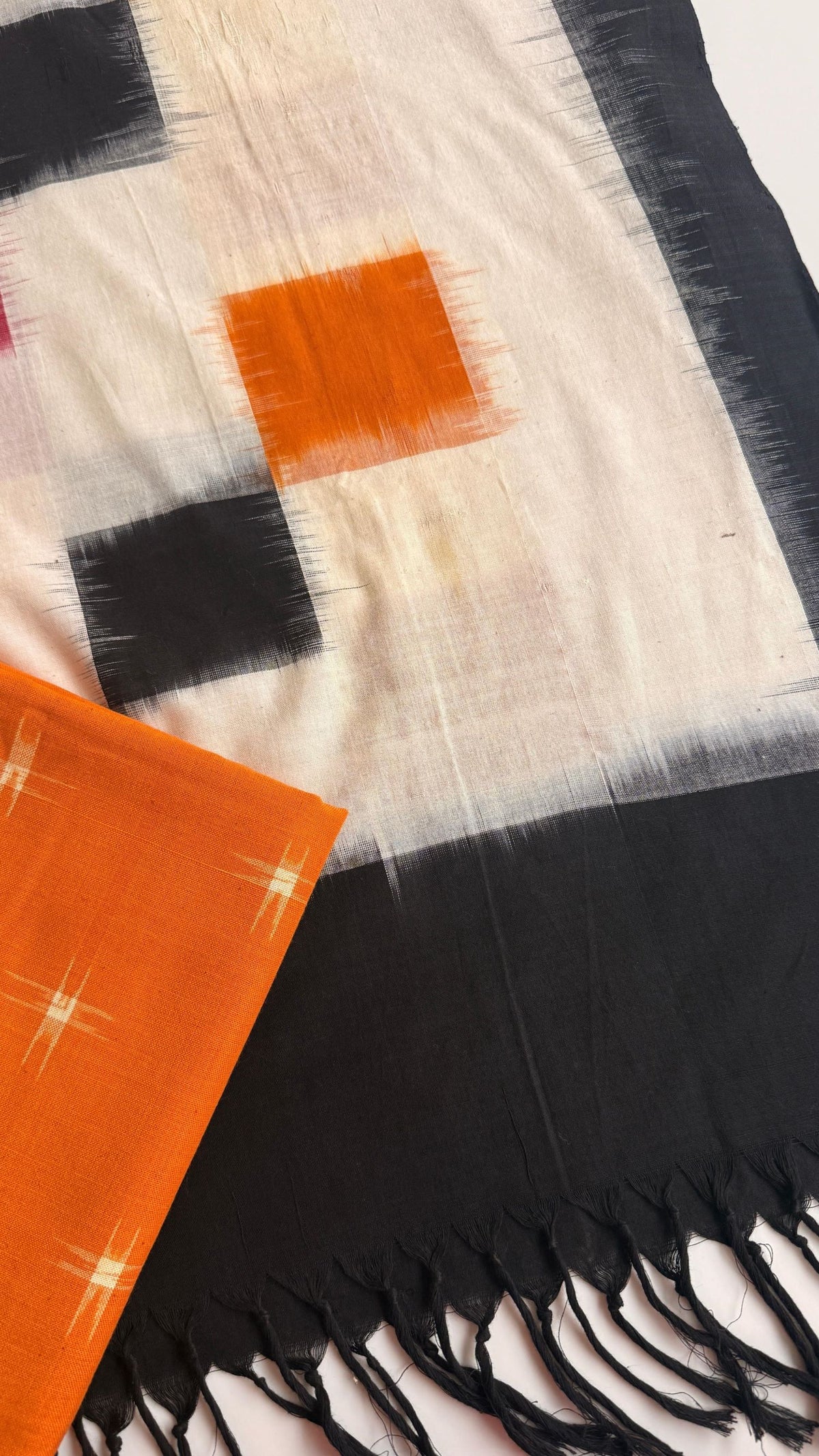 Musturd Ikat Top & Off White Ikat Dupatta