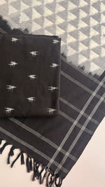 Black Ikat Top & Gray Ikat Dupatta