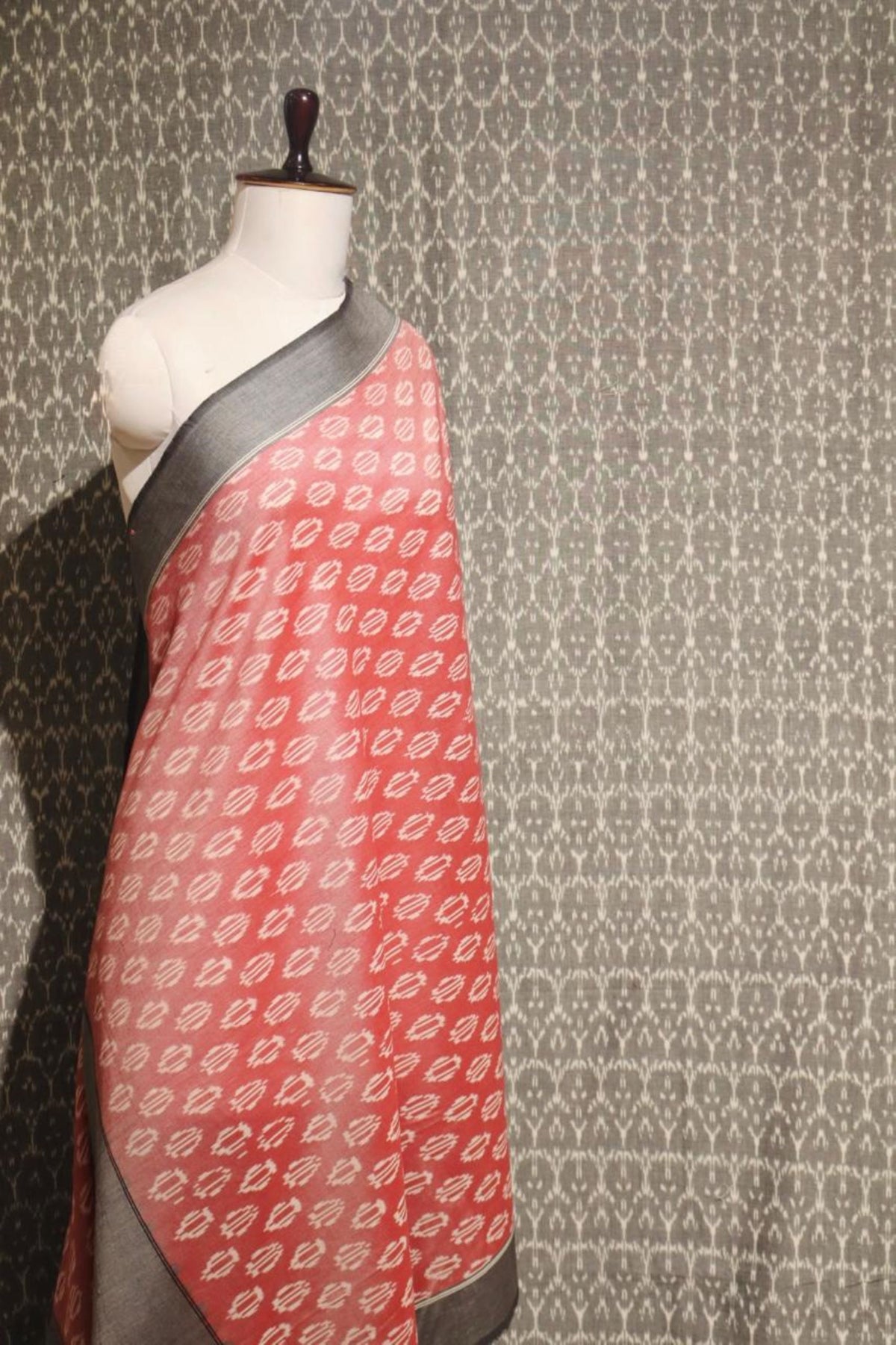 Gray Ikat Top & Dusty Rose Ikat Dupatta