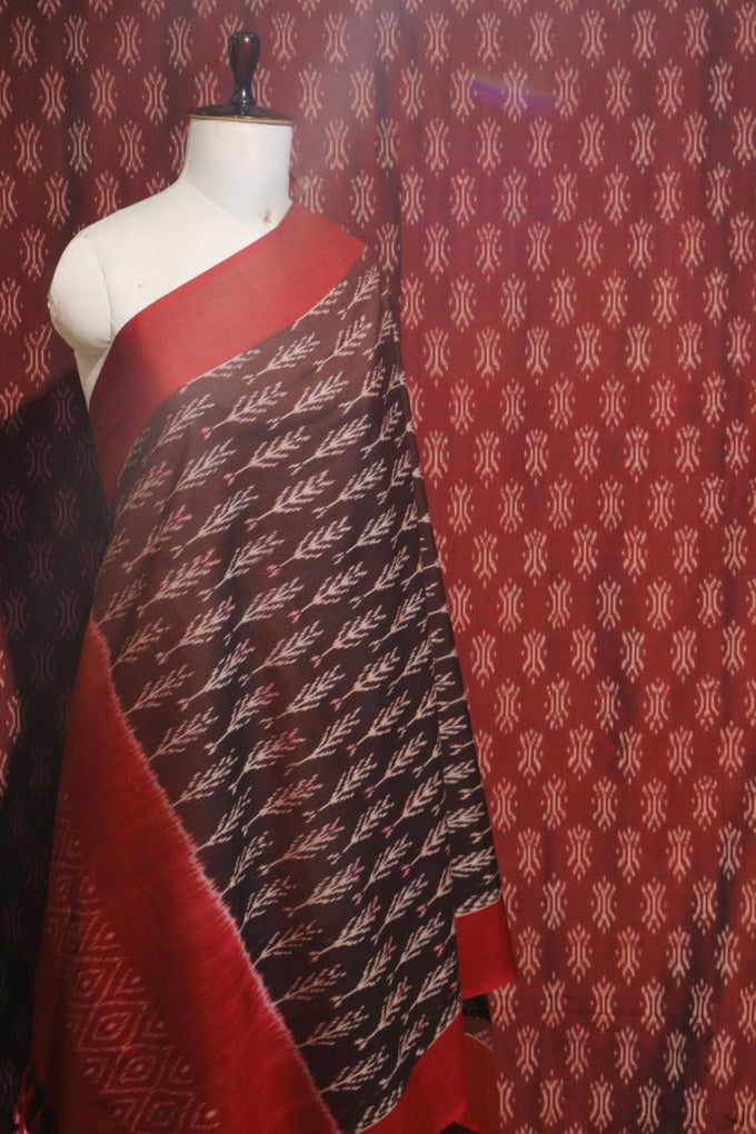Burnt Rose Ikat Top & Brown Ikat Dupatta
