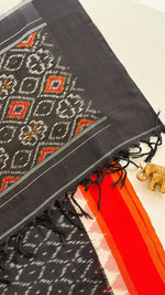 Black Ikat Top & Off White Ikat Dupatta
