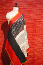 Red Ikat Top & Off White Ikat Dupatta